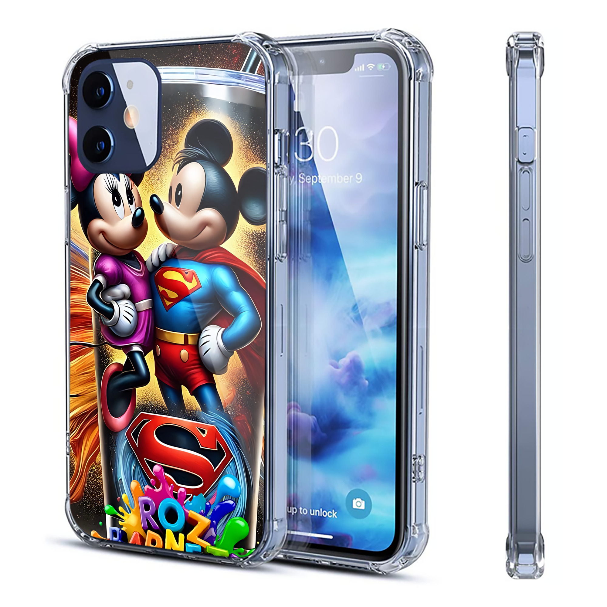 （画像用） ミッキーマウス Mickey Mouse 【iPhone 12シリーズ対応】透明スマホケース（クリアソフトケース）
